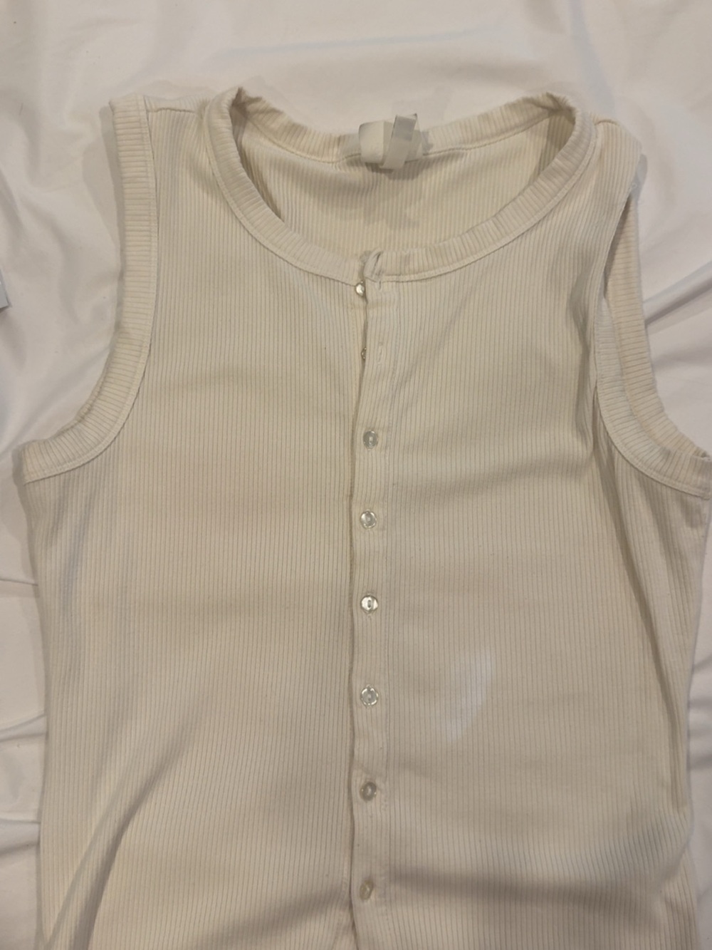 Source Unknown Cream Ribbed Button-Front Tank Top - Picture 2 of 2